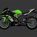 Green Sport Motorcycle With Sleek Design And Black Accents On Wheels