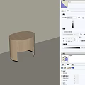 Light Wood Modern Side Table Featuring Curved Top and Black Base Design 3d model