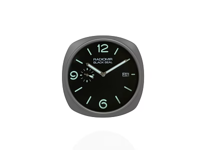 BLACKCAP Modern Wall Clock With Black Dial And Digital Date 3d model