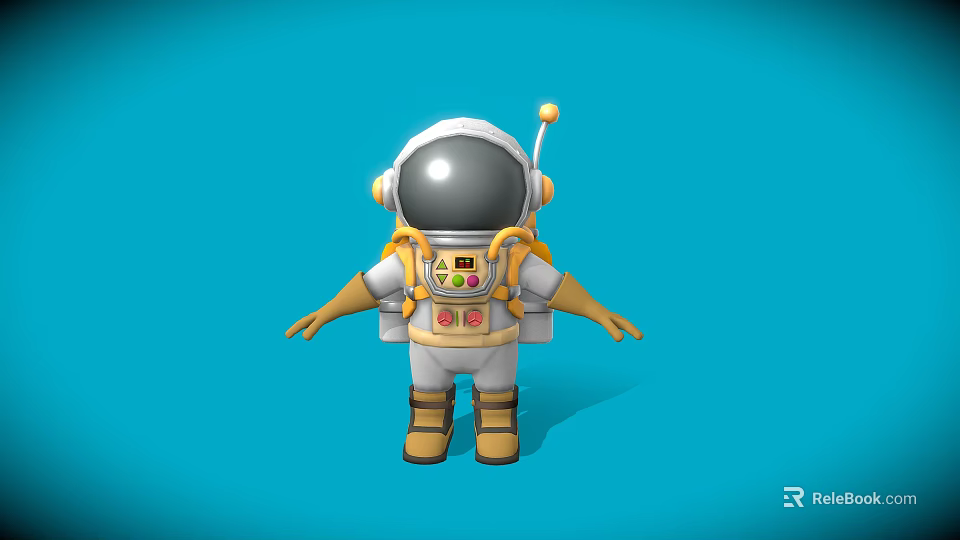 Cartoon Astronaut Character In Space Suit With Blue Background For Games And Movies 3d model 