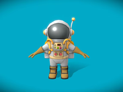 Cartoon Astronaut Character In Space Suit With Blue Background For Games And Movies 3d model