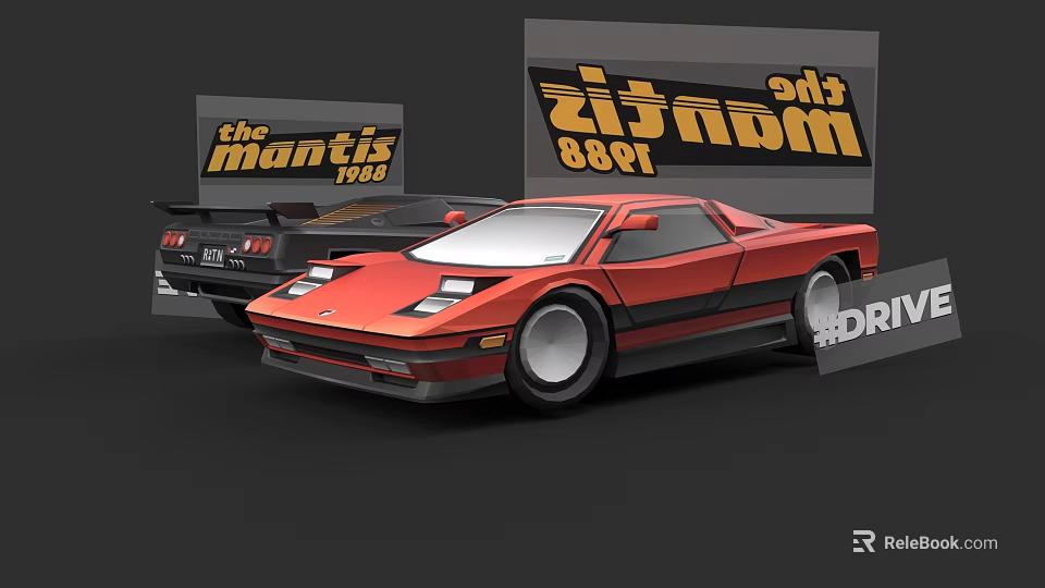 Red Classic Sports Car Mantis 788 Featuring Maximum 888 Retro Design 3d model 