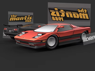 Red Classic Sports Car Mantis 788 Featuring Maximum 888 Retro Design 3d model