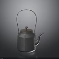 Metallic Silver Teapot Featuring Curved Handle Copper Accent Lid And Spout