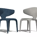 Modern Blue And Beige Leisure Chairs With Curved Backrest And Sleek Legs