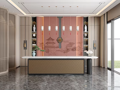 New Chinese Front Desk 3d model