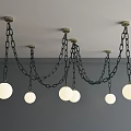 Modern Minimalist Chandelier With Multiple Spherical Bulbs And Black Chains Hanging From Ceiling 3d model
