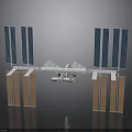 International Space Station Structure With Solar Panels And Support Modules