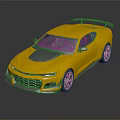 Yellow Sports Car With Rear Spoiler Black Wheels And Sleek Body Design