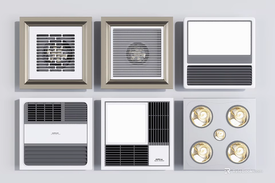 Modern Air Conditioner Vents With Various Design Styles For Home Ceiling And Wall Installation 3d model 