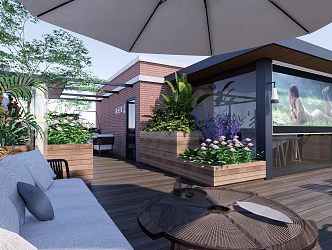 Modern Garden Roof Garden Courtyard 3d model