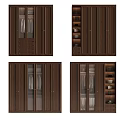 Modern Wooden Wardrobe Interior Design with Glass Doors Drawers and Storage Shelves