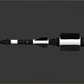 3D Model of Black and White Missile with Pointed Tip Fins and White Middle Section