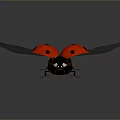 Red Ladybug With Black Spots And Spread Wings On Gray Gradient Background 3d model