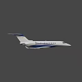Modern white and blue business jet with sleek fuselage wings engine and tail details