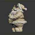 White Santa Claus Figurine Furniture Accessory With Christmas Tree And Gift