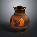 Ancient Greek Amphora With Red Figure Decorations And Historical Artistic Scenes