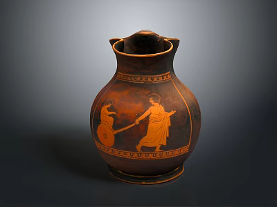 Ancient Greek Amphora With Red Figure Decorations And Historical Artistic Scenes 3d model