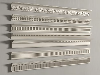 Various Decorative Gypsum Moldings with Intricate Architectural Patterns and Designs 3d model