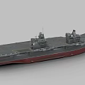 Detailed Aircraft Carrier Model With Gray Flight Deck And Red Hull Structures