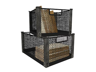 Stacked Metal Wire Mesh Storage Baskets With Black Frame For Organizing Items In Home 3d model