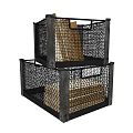 Stacked Metal Wire Mesh Storage Baskets With Black Frame For Organizing Items In Home