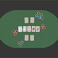 Green Oval Household Gaming Table With Playing Cards And Dice For Family
