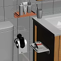 Bathroom Wall Cabinet on White Tile Wall Beside Toilet With Toilet Paper Holder Near Sink