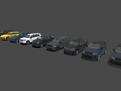 Various Colored Cars Parked In A Row With Different Models And Styles 3d model