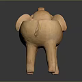Elephant Shaped Orange Ceramic Pot For Home Decor And Storage Use