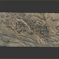 Ancient Landscape Scene With Village Settlements And Mountainous Terrain Texture