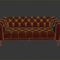 Elegant Pink Floral Pattern Tufted Sofa for Living Room with Wooden Legs