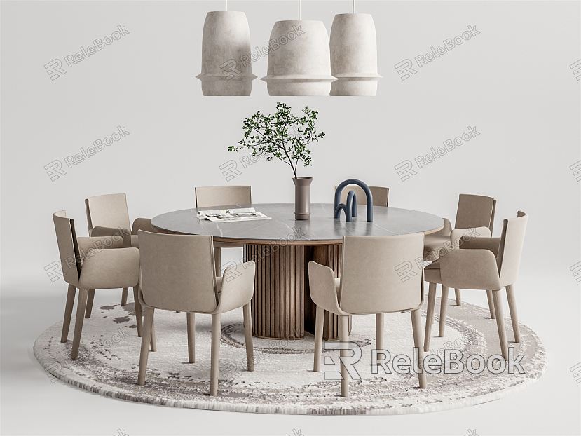 Quiet Dining Table and Chair Combination Round Dining Table and Chair model