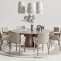Quiet Dining Table and Chair Combination Round Dining Table and Chair 3d model