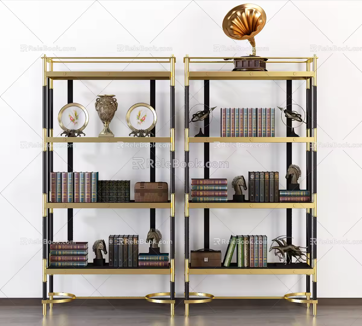 Post-modern bookshelf neoclassical decorative shelf ornaments 3d model