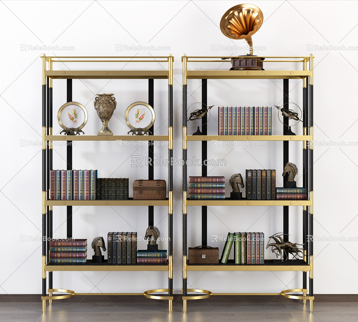 Post-modern bookshelf neoclassical decorative shelf shelf shelf ornaments 3d model