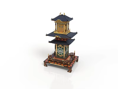 Traditional Multi Tiered Pagoda Architecture With Decorative Roof And Ornate Base 3d model