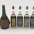 Stylish Decorative Green Bottle With Various Colored Wine Bottles