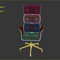 Brown Upholstered Office Chair With Multi-layer Backrest And Metal Swivel Base