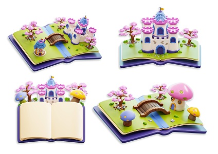 Modern Cartoon Story Book Illustration 31D Story Book Fairy Tale Book Stereo Story Book Stereo Book Fairy Tale Book 3d model