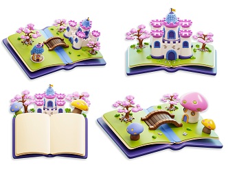 Modern Cartoon Story Book Illustration 31D Story Book Fairy Tale Book Stereo Story Book Stereo Book Fairy Tale Book 3d model