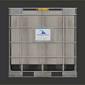 Industrial Storage Tank With Square Structure Metal Frame Yellow Lid And Pallet Base