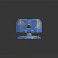 Blue Metal Artillery Weapon With Sturdy Barrel And Mechanical Mount Design