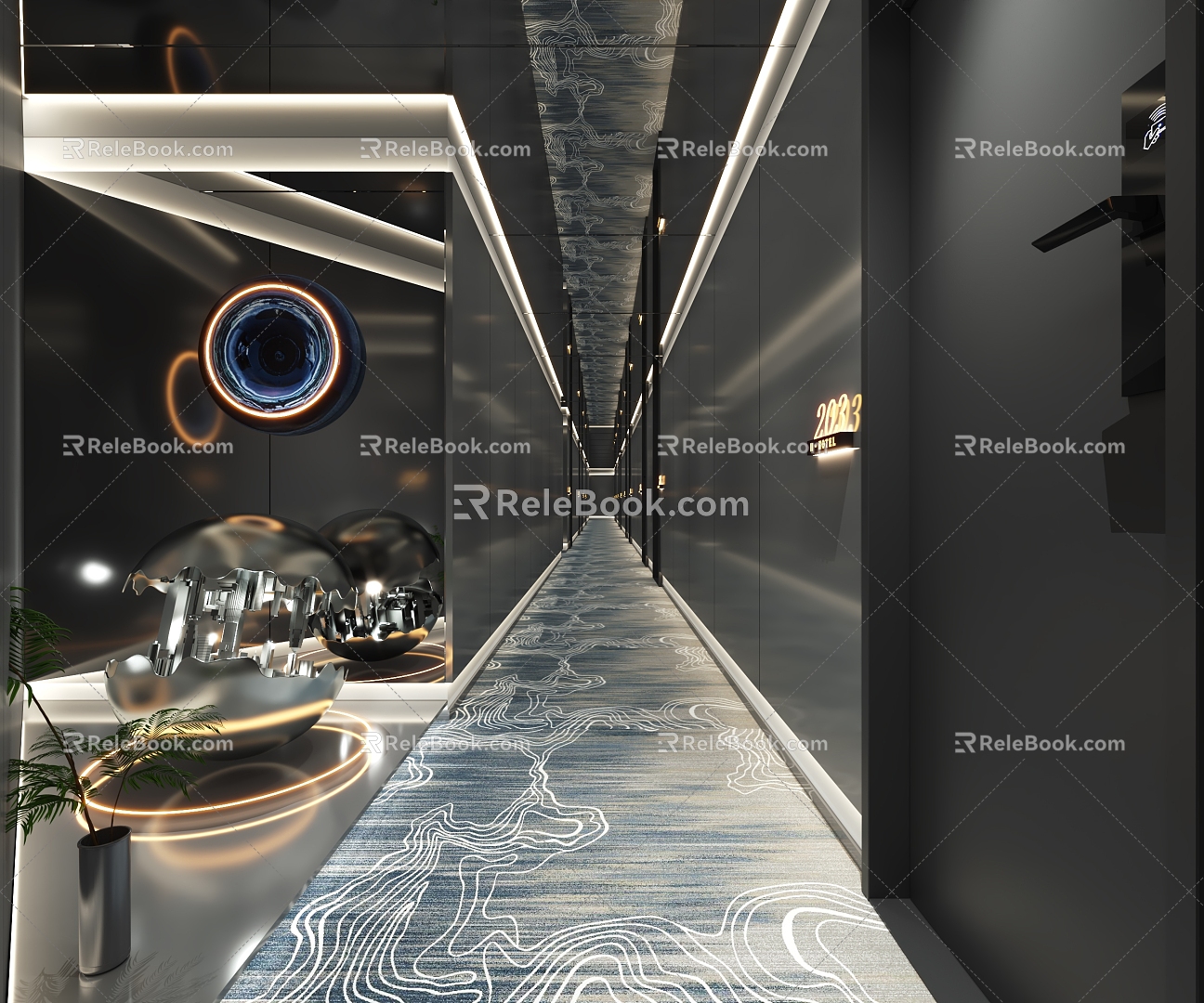 Hotel aisle Internet cafe aisle E-sports aisle aisle 3d model