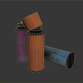 Colorful Cylindrical Household Storage Containers Stacked Purple Orange Blue for Home Use