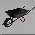 Rusted Vintage Wheelbarrow With Blue Basin Orange Handles And Black Wheel