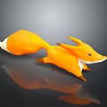 Orange fox 3D model running pose with white belly tail tip on dark background 3d model