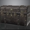 Vintage Leather Trunk With Brass Latches Rivets And Retro Texture