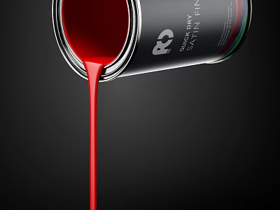 Household Red Paint Can With Pouring Paint For Home Decoration 3d model