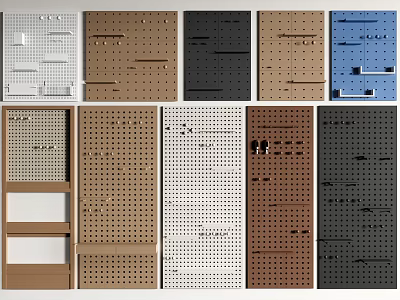 Multifunctional Wall Mounted Pegboard Organizers in Various Colors and Styles 3d model